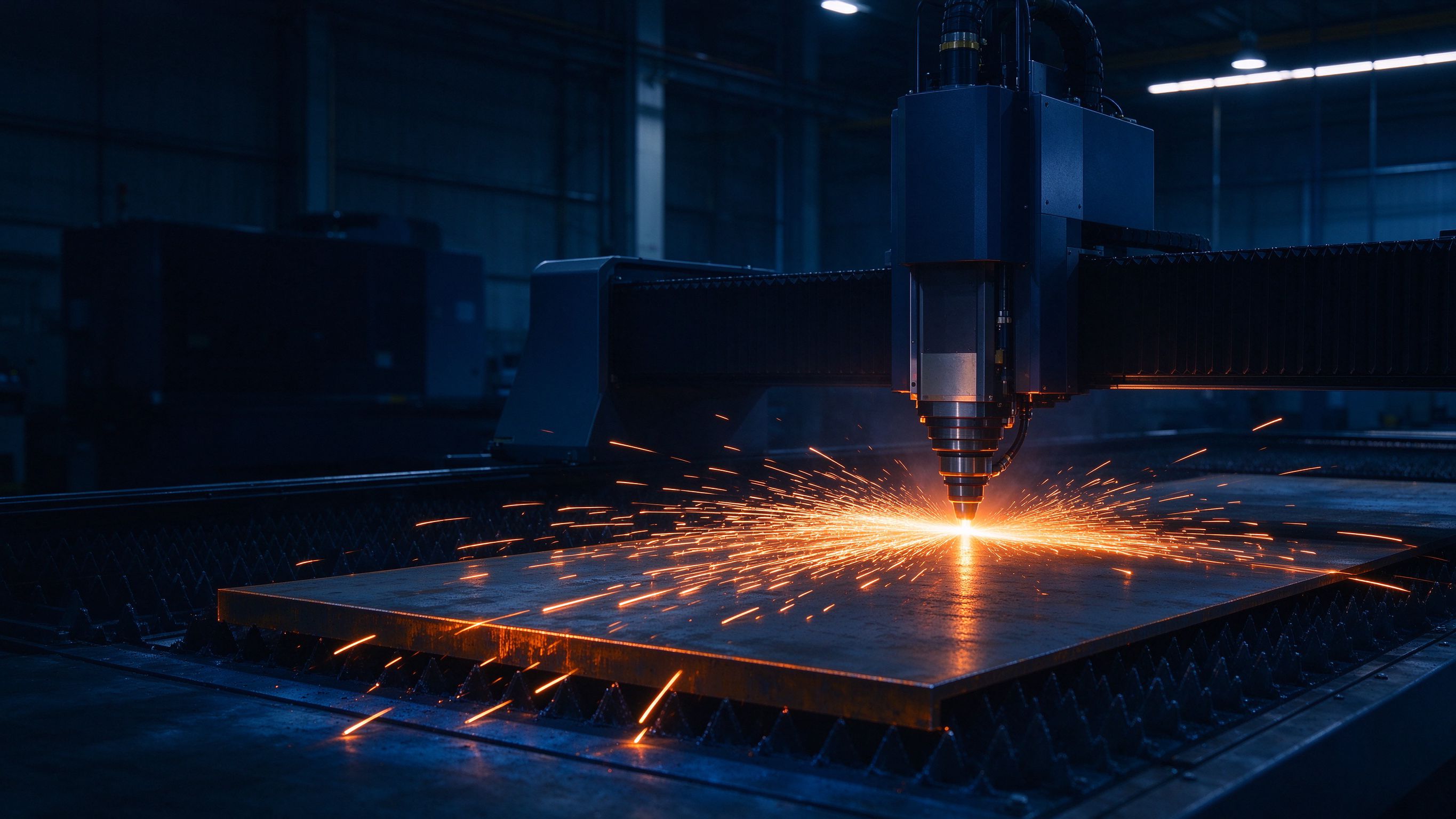 CNC laser cutting with sparks